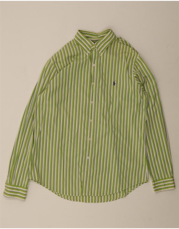Polo Ralph Lauren Camisa de ajuste personalizado para hombre Talla 16 1/2 42 Grande Verde Rayas
