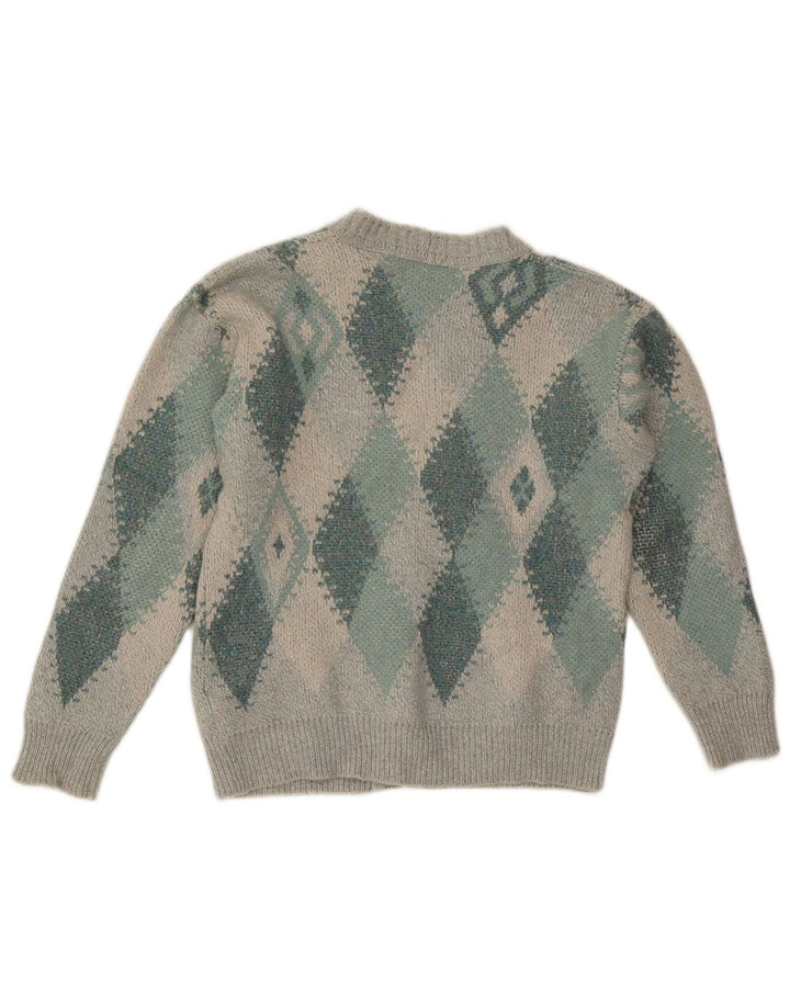 Gran Sasso Hombre Cárdigan Suéter Gris Medio Argyle/Lana Diamante