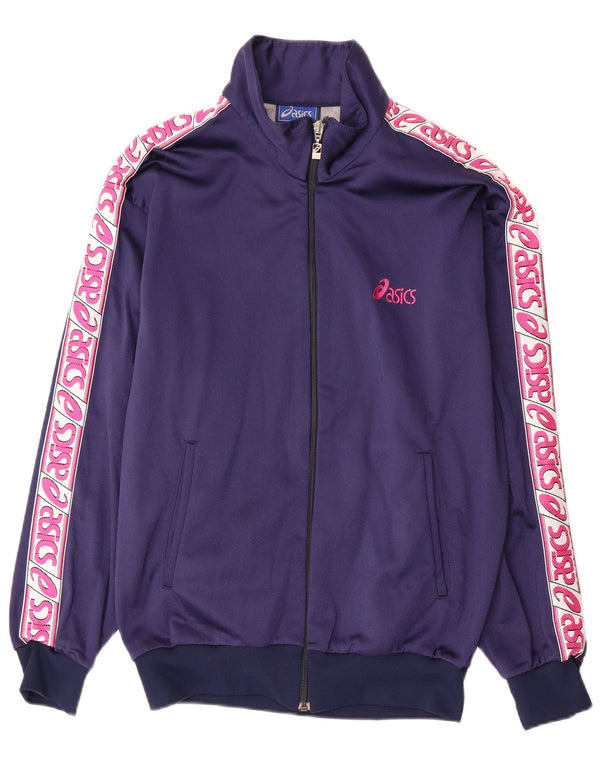 Asics Mujer Graphic Chándal Top Chaqueta Mediana Azul Marino Poliamida Deportes