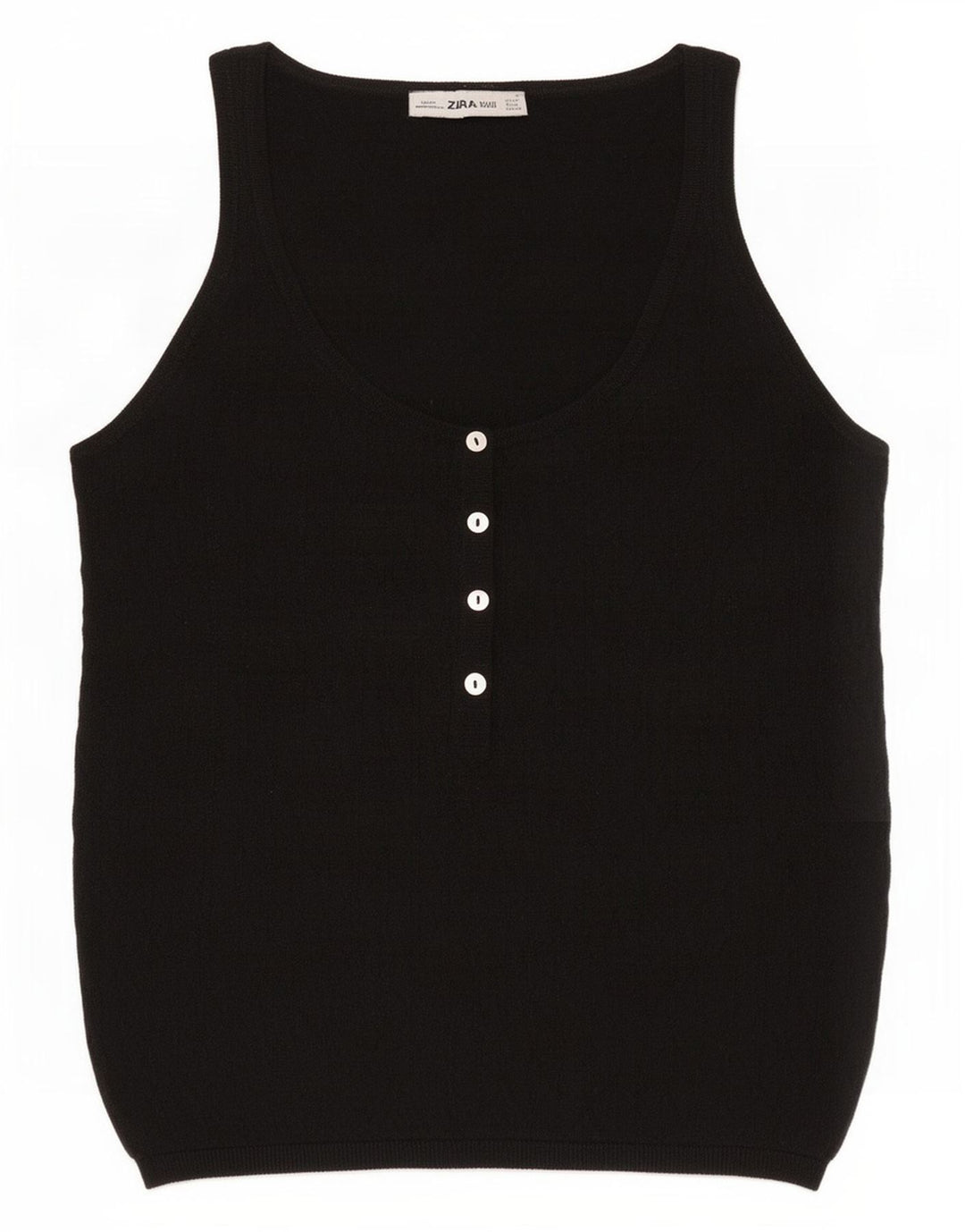 Zara Mujer Chaleco Tank Top UK 12 Medium Negro Poliéster
