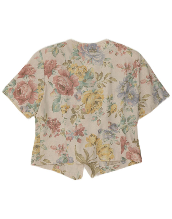 Vintage mujer camisa blusa Reino Unido 12 medio multicolor floral