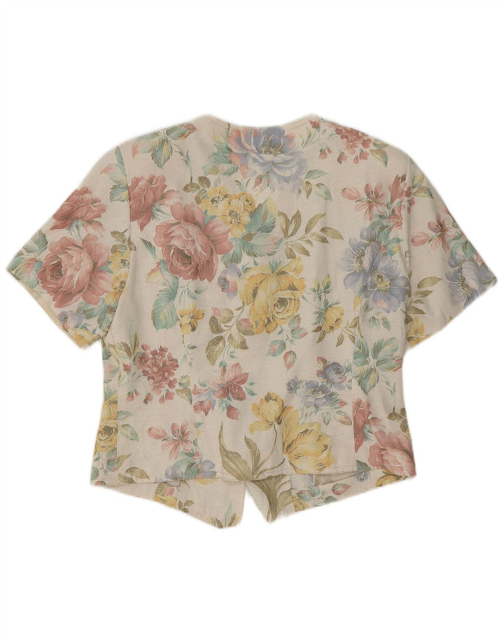 Vintage mujer camisa blusa Reino Unido 12 medio multicolor floral