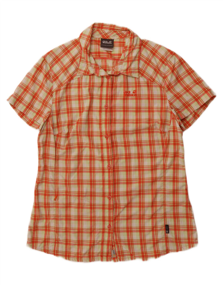 JACK WOLFSKIN Womens Short Sleeve Shirt UK 16 Large Multicoloured Check