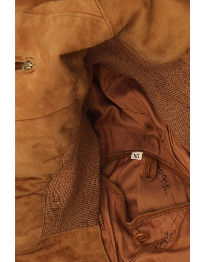 Vintage hombres ante bomber chaqueta IT 50 grande beige