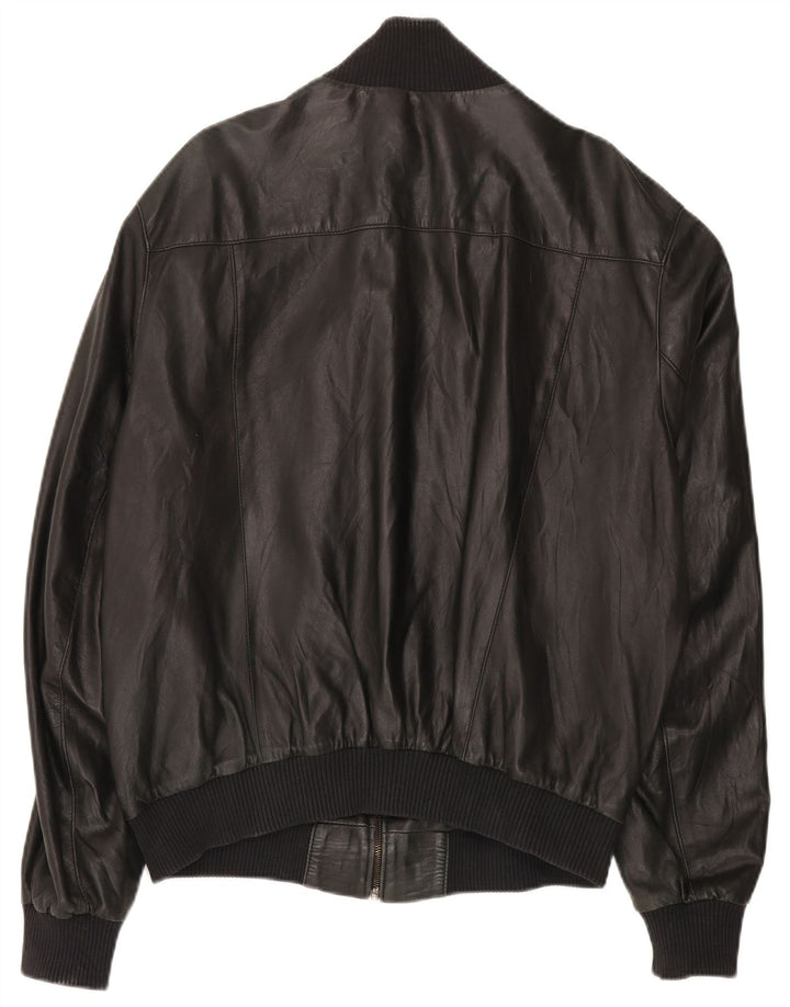 John and Son's Chaqueta de cuero para hombre UK 38 Medium Black Leather