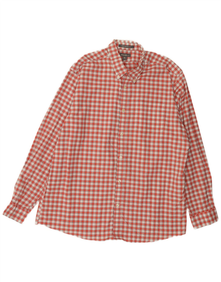 Eddie Bauer Camisa de corte relajado para hombre XL Algodón a cuadros rojos
