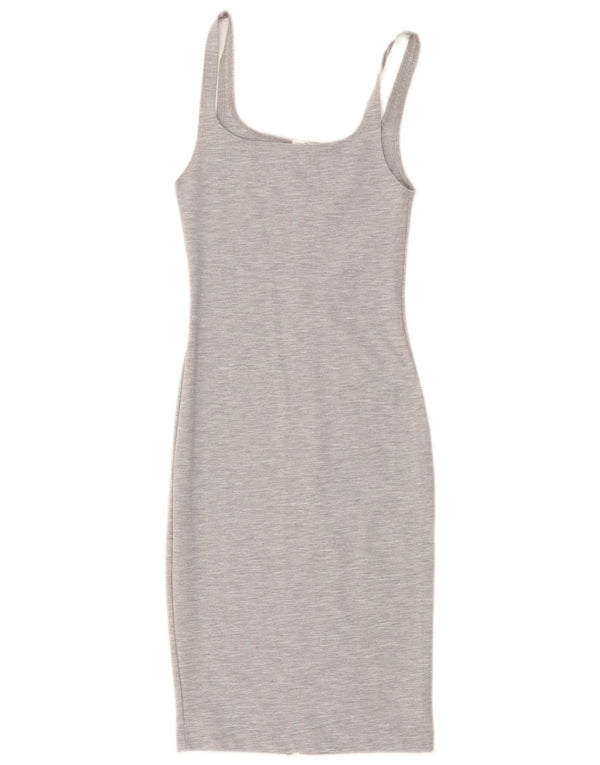 Zara Mujer Trafaluc Vestido Ajustado Sin Mangas Reino Unido 8 Pequeño Gris Moteado