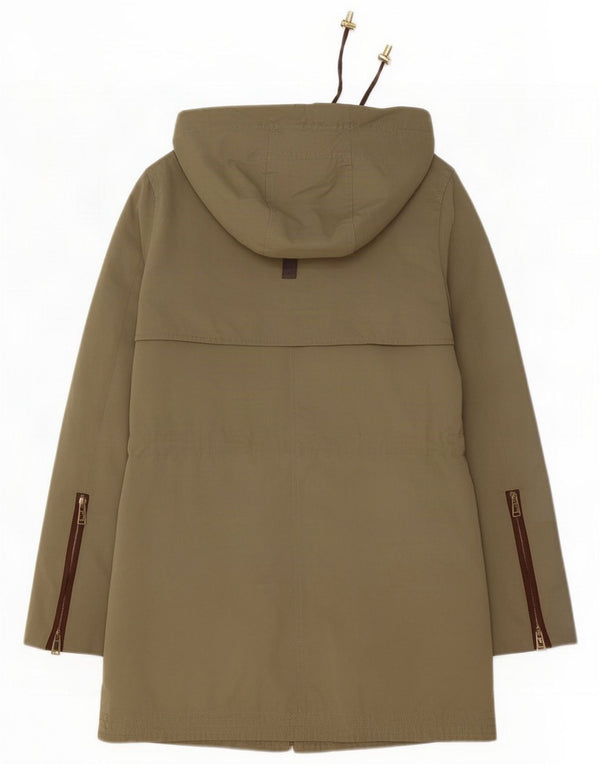 Zara Mujer Parka Extragrande Con Capucha UK 6 XS Poliéster Caqui