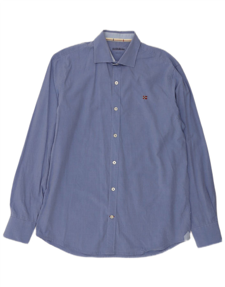 Napapijri Hombre Camisa Urban Fit Algodón Azul Medio
