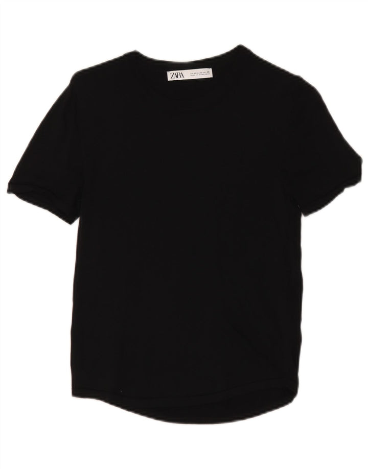 Zara Camiseta Mujer Top UK 40 Medium Viscosa Negra