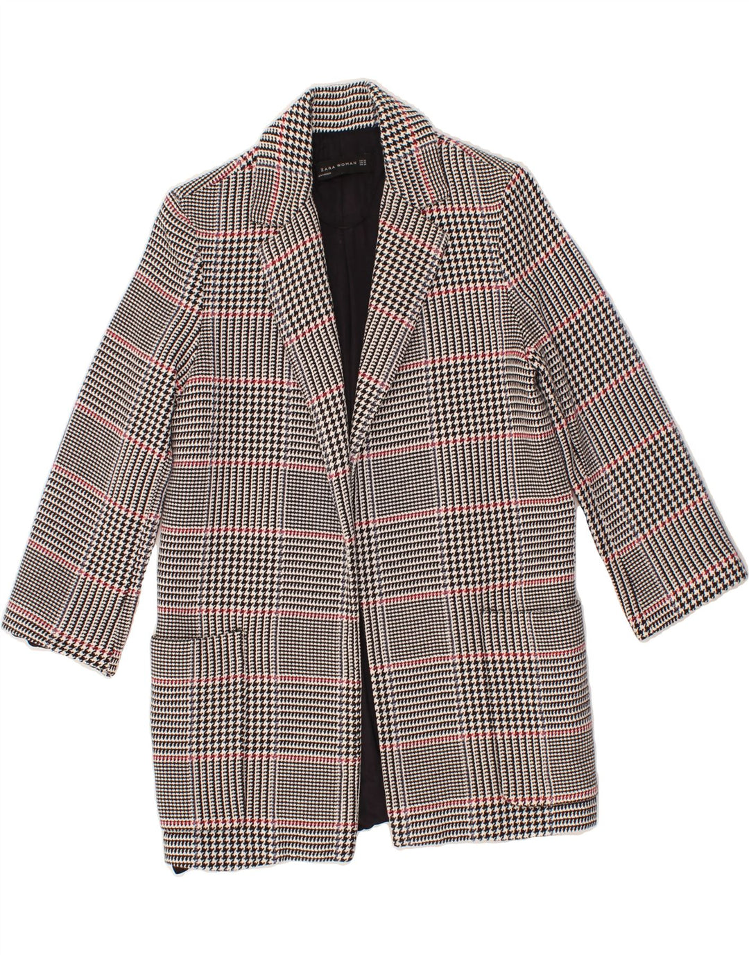 ZARA Womens Open Blazer Jacket UK 6 XS Grey Houndstooth Vintage Zara and Second-Hand Zara from Messina Hembry 