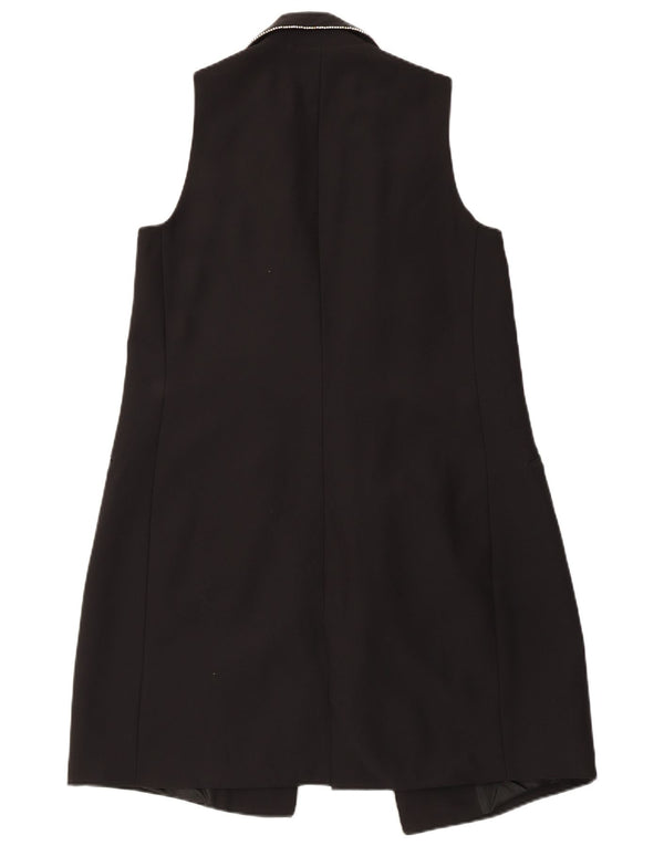 Zara Mujer Abrigo Sin Mangas UK 10 Small Poliéster Negro
