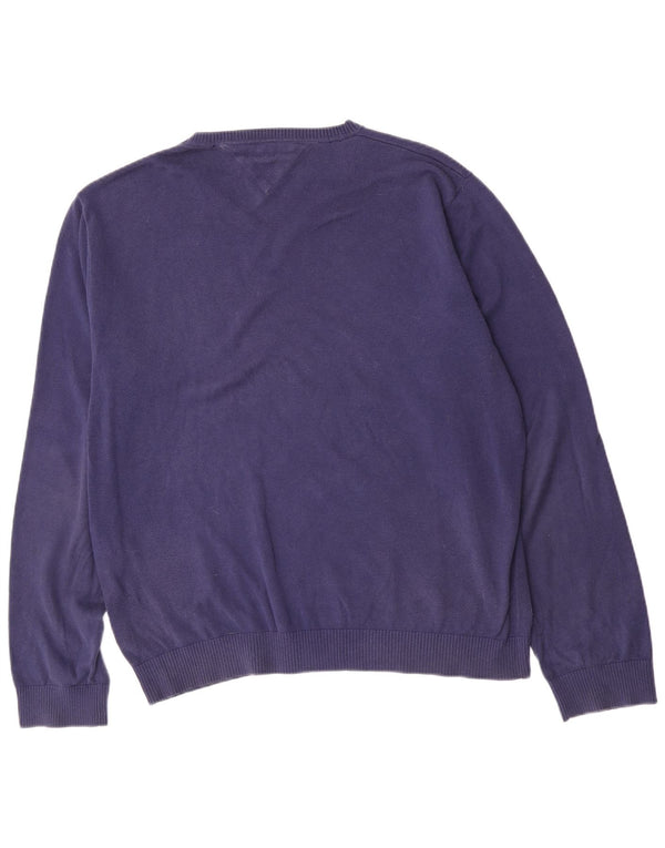 Tommy Hilfiger Jersey con cuello en V para hombre, talla 2XL, algodón azul marino