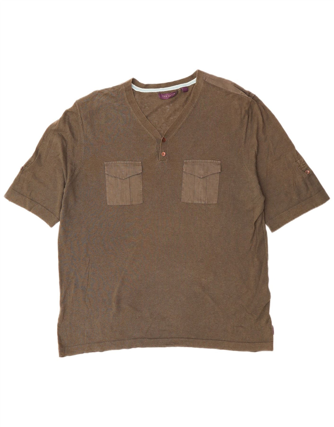 TED BAKER Camiseta para hombre Talla superior 6 2XL Algodón caqui
