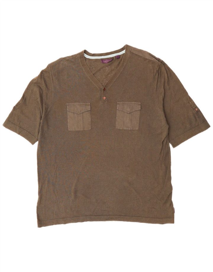 TED BAKER Camiseta para hombre Talla superior 6 2XL Algodón caqui