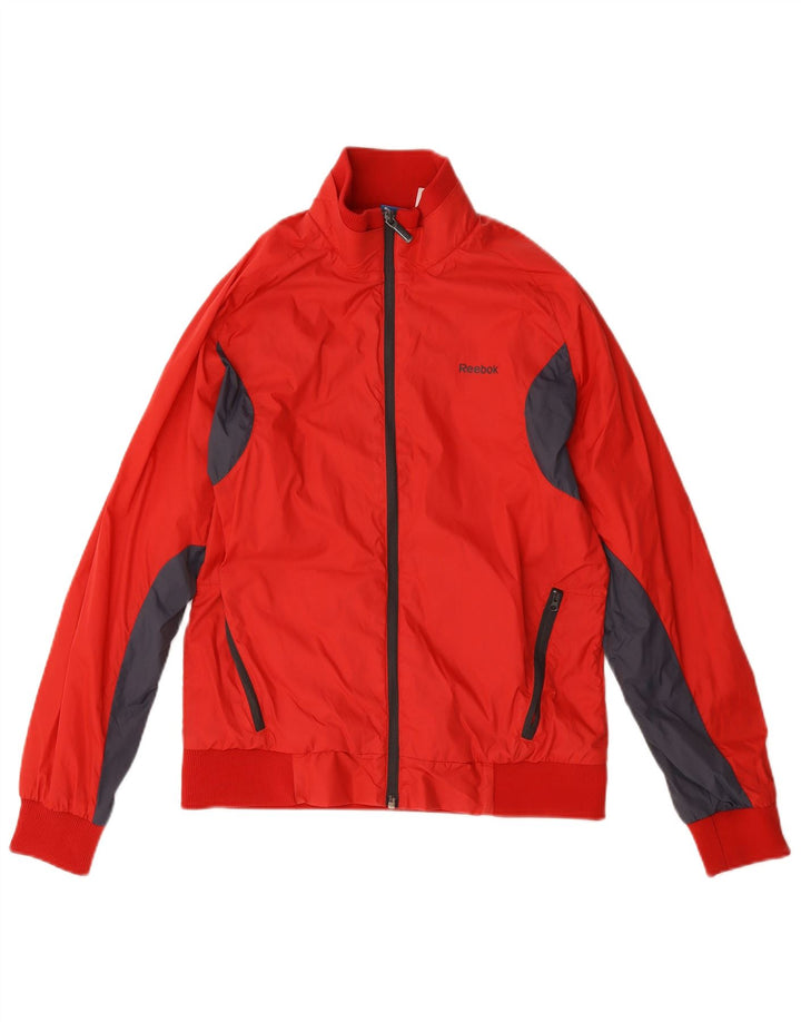 Reebok Hombre Chándal Top Jacket Small Rojo Colorblock Poliamida