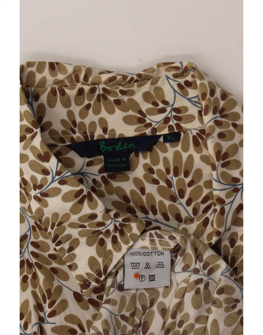 Camisa Boden Hombre XL Algodón floral marrón