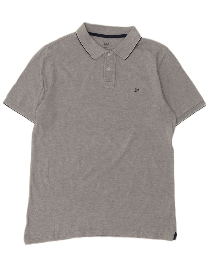 LEE Polo de corte regular para hombre de algodón gris grande