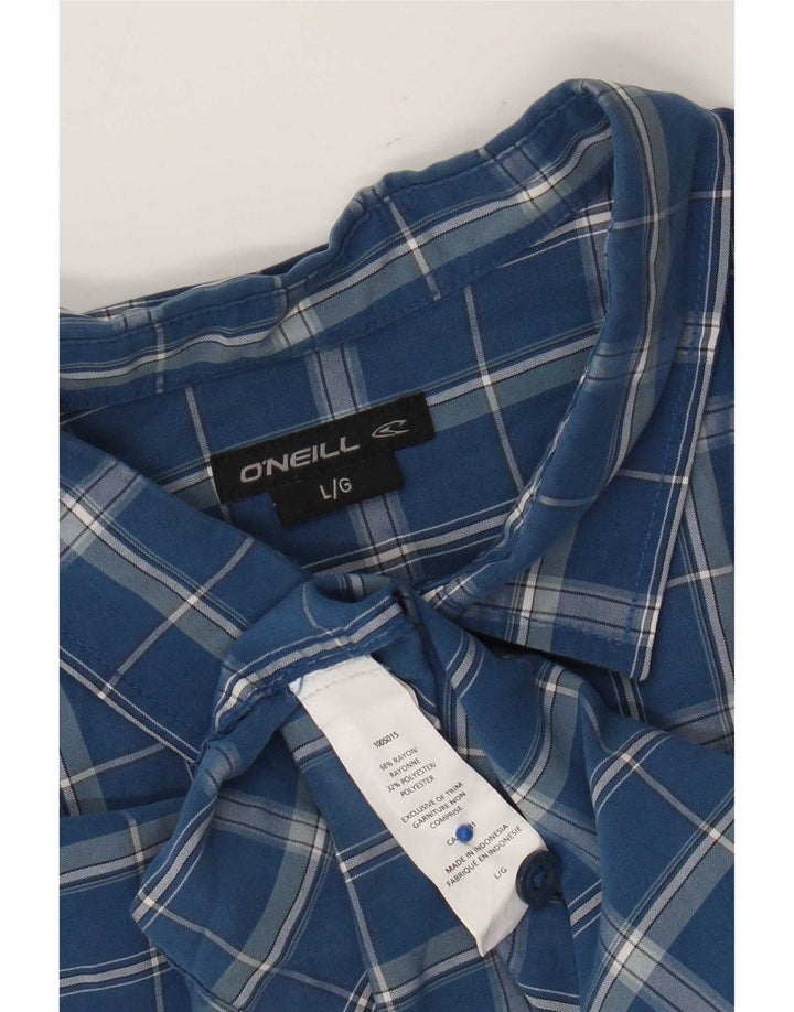 O'Neill Camisa de manga corta para hombre Rayón a cuadros azul grande