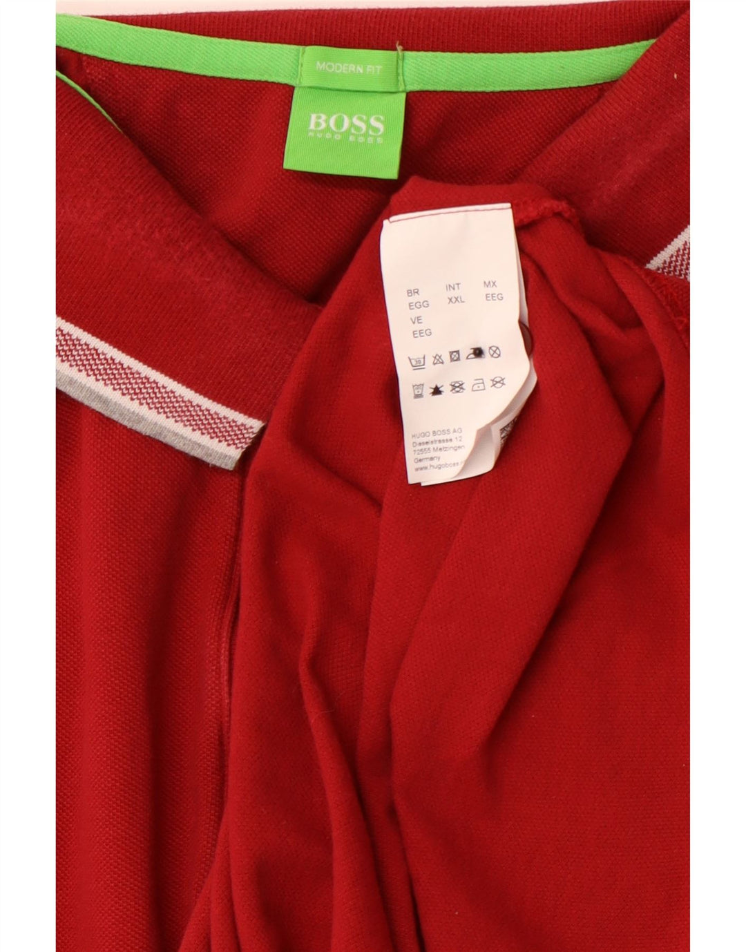 HUGO BOSS Polo de manga larga de ajuste moderno para hombre 2XL Algodón rojo
