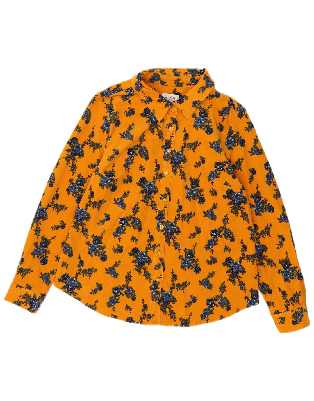 Denim & Co Camisa de pana para mujer UK 46 Algodón floral amarillo grande