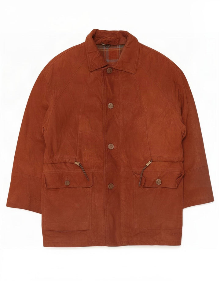 Anfor Abrigo de gamuza para hombre IT 50 Cuero marrón grande