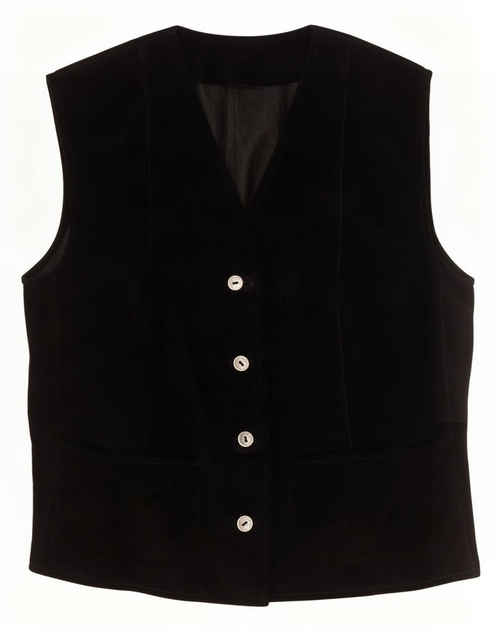 Vintage mujer chaleco Reino Unido 12 medio negro