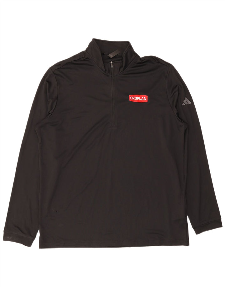 Adidas Hombre Zip Neck Top Manga Larga XL Poliéster Negro