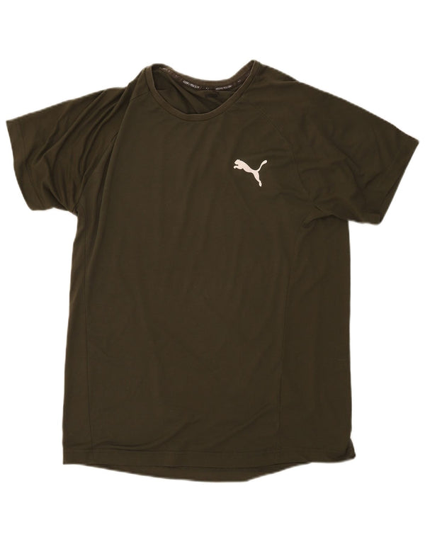 Puma Mens T-Shirt Top Large Khaki Cotton
