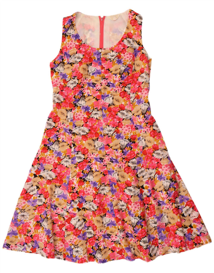 VINTAGE Mujer Sin Mangas Una Línea Vestido IT 44 Medio Multicolor Floral