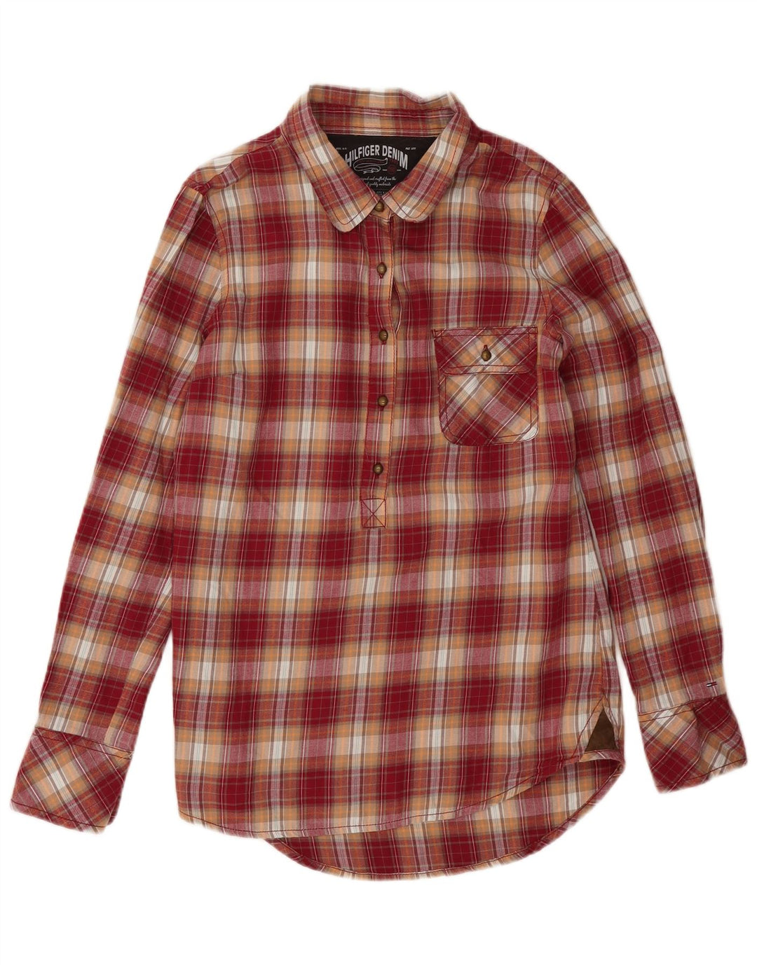 Tommy Hilfiger Camisa de franela tipo jersey para mujer UK 46 Algodón a cuadros rojos grandes