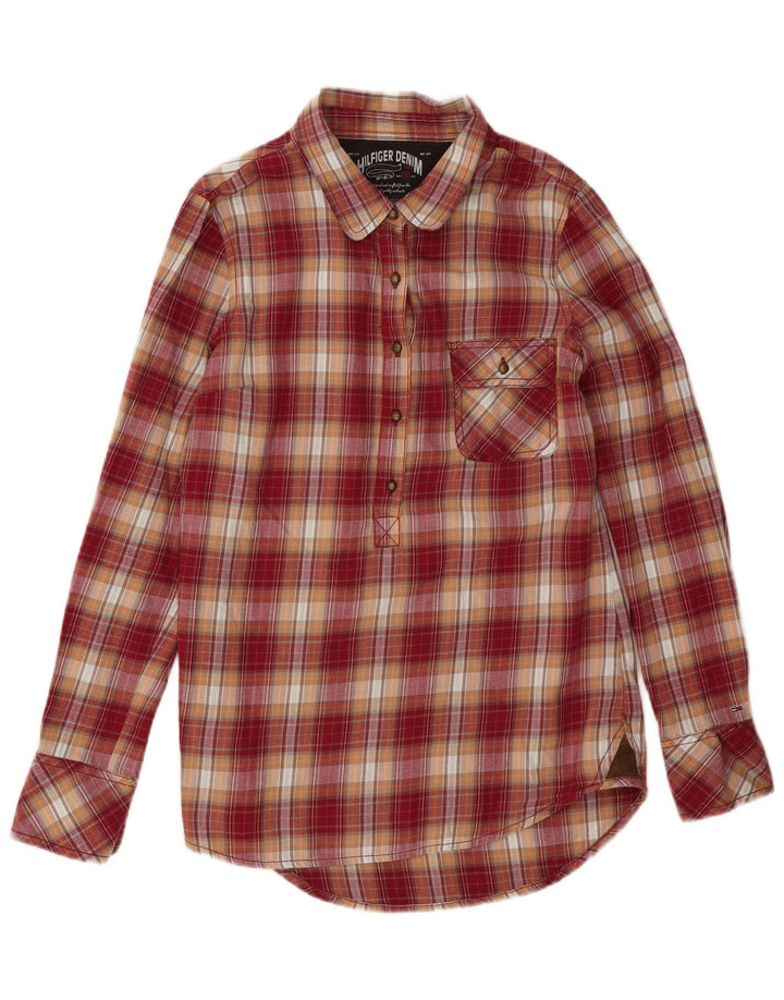 Tommy Hilfiger Camisa de franela tipo jersey para mujer UK 46 Algodón a cuadros rojos grandes