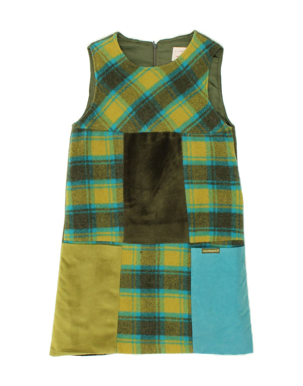 LAURA BIAGIOTTI Vestido Niña Sin Mangas Corte A 8-9 Años XL Verde Patchwork