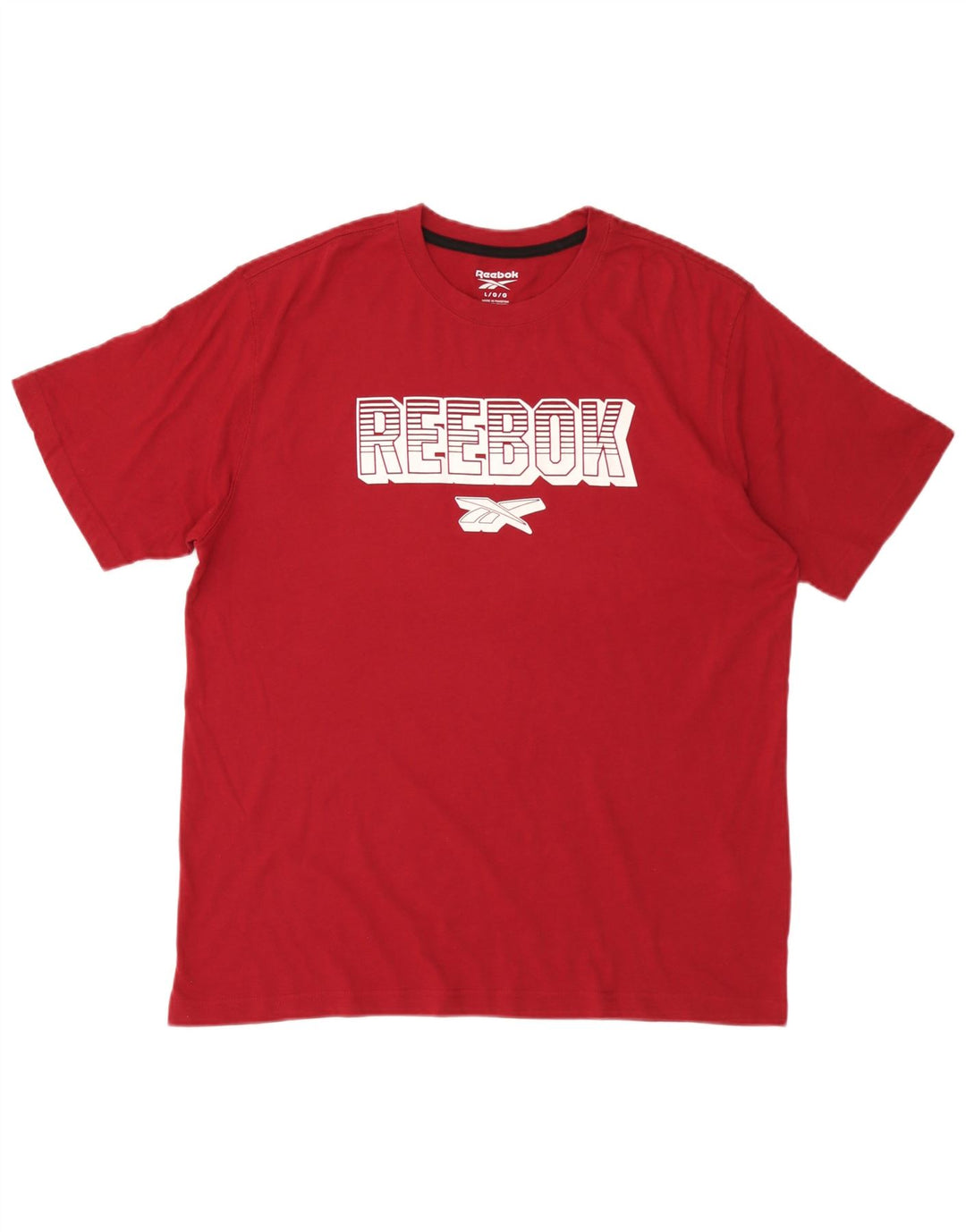 Reebok Camiseta gráfica para hombre Top grande de algodón rojo