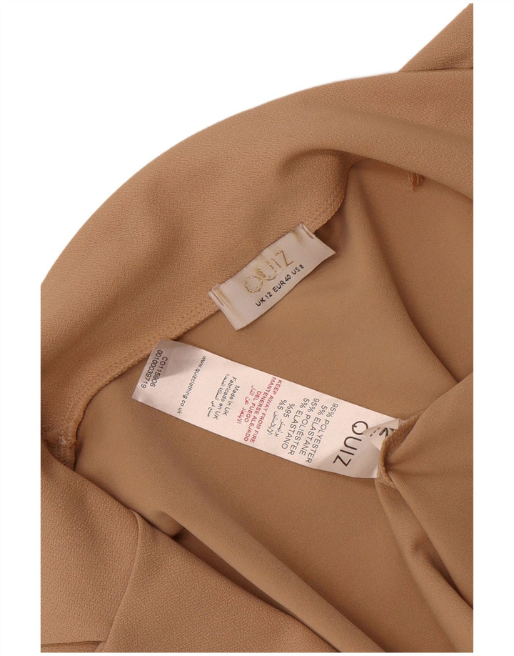 Chaqueta tipo blazer abierta de manga 3/4 para mujer de Quiz UK 42 Poliéster beige medio