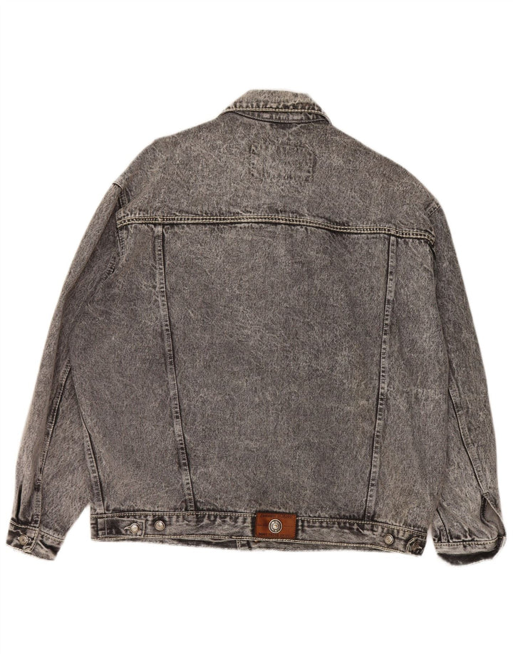 Vintage hombres chaqueta de mezclilla Reino Unido 40 algodón gris grande
