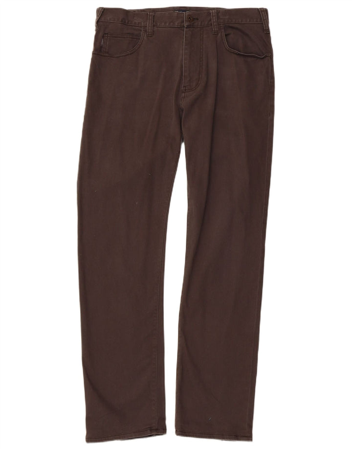 ARMANI Pantalón Casual Recto Mujer W32 L30 Algodón Marrón