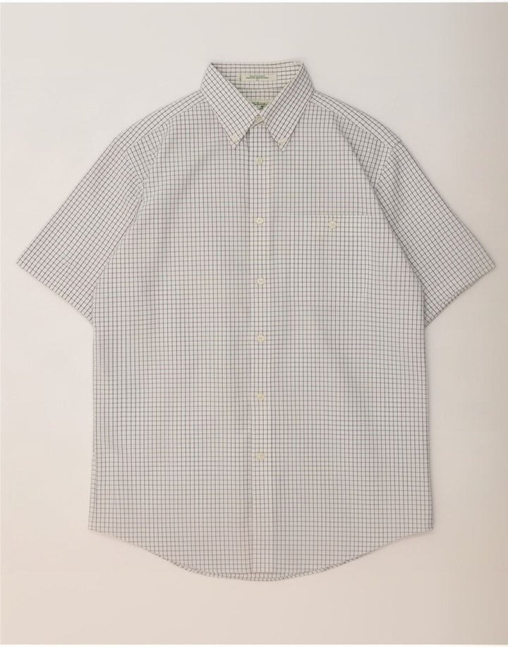 Camisa Orvis Hombre Manga Corta Algodón Vichy Blanco Mediano
