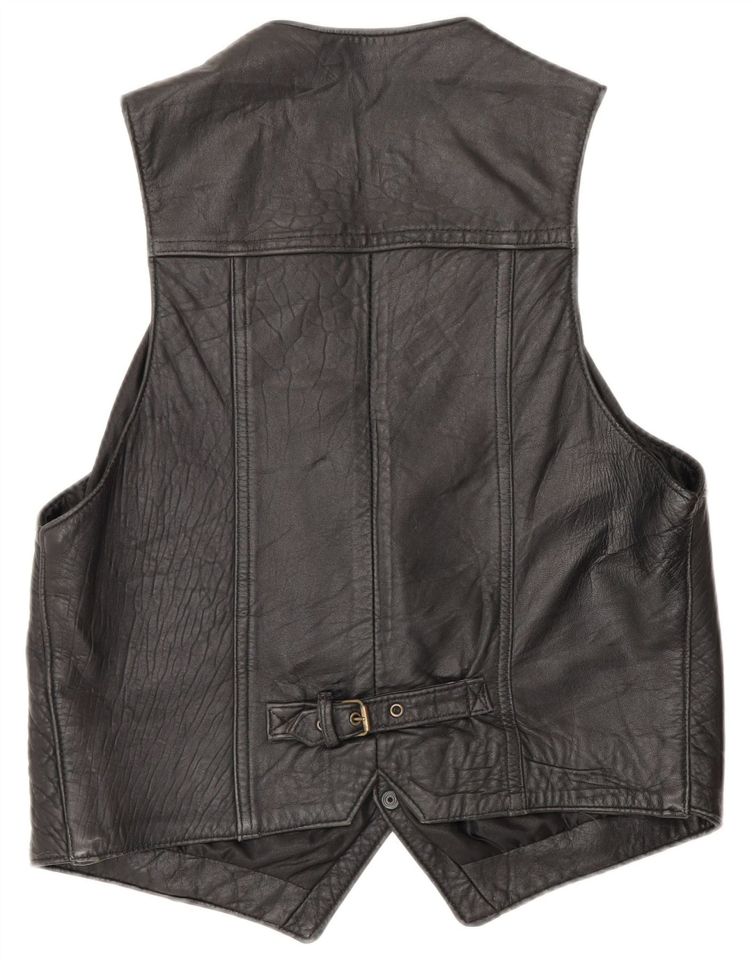Chaleco vintage para hombre de cuero negro medio