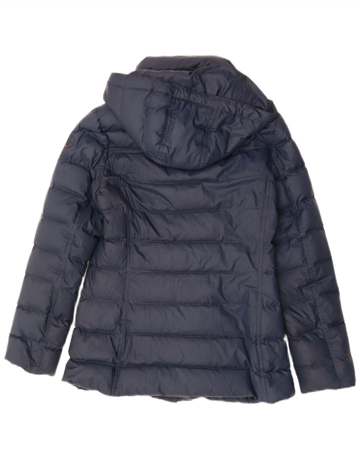 Tommy Hilfiger Chaqueta acolchada con capucha para mujer UK 10 Small Poliéster azul marino