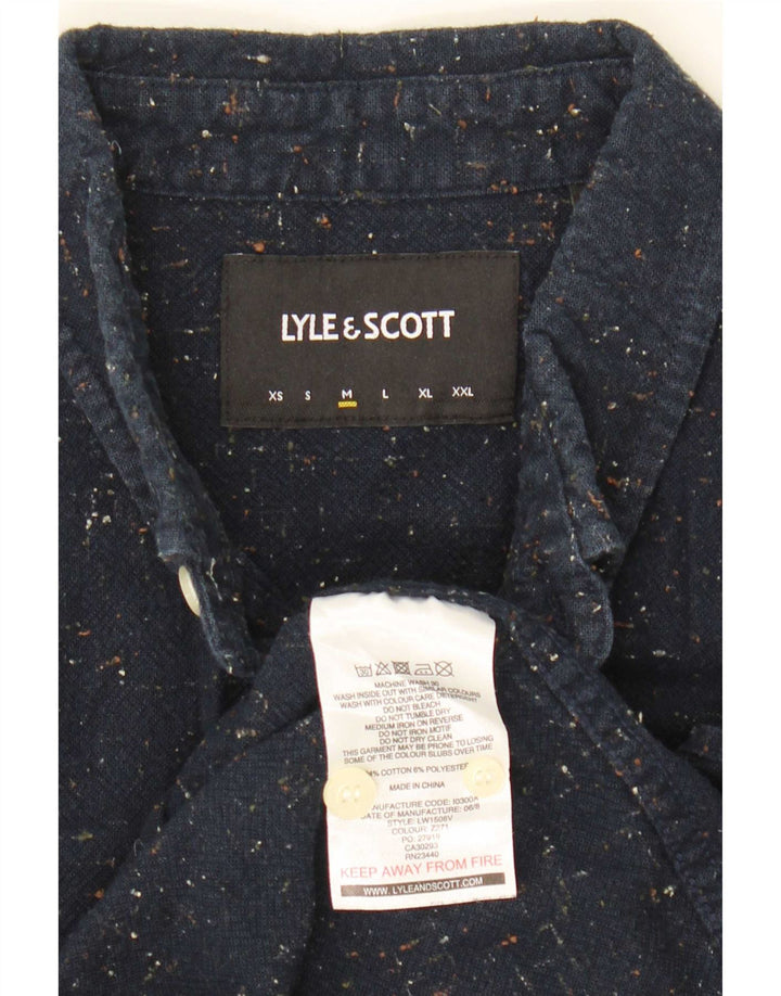 Camisa Lyle & Scott para hombre de algodón moteado en azul marino mediano