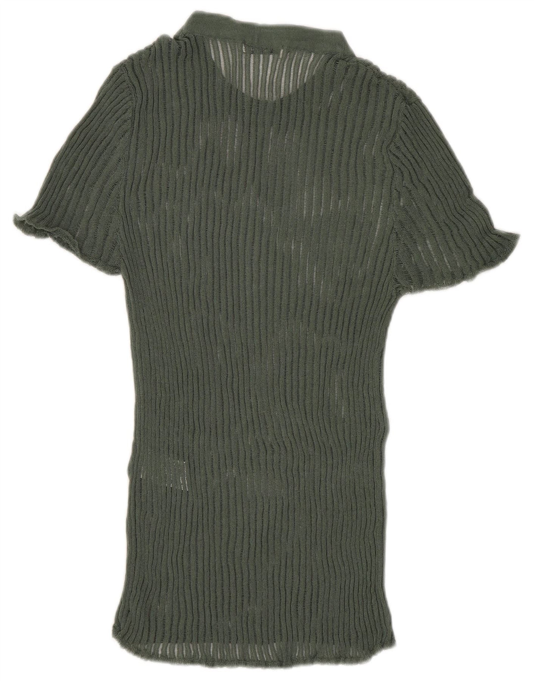 Zara Mujer Blusa De Punto Top UK 8 Small Viscosa Verde