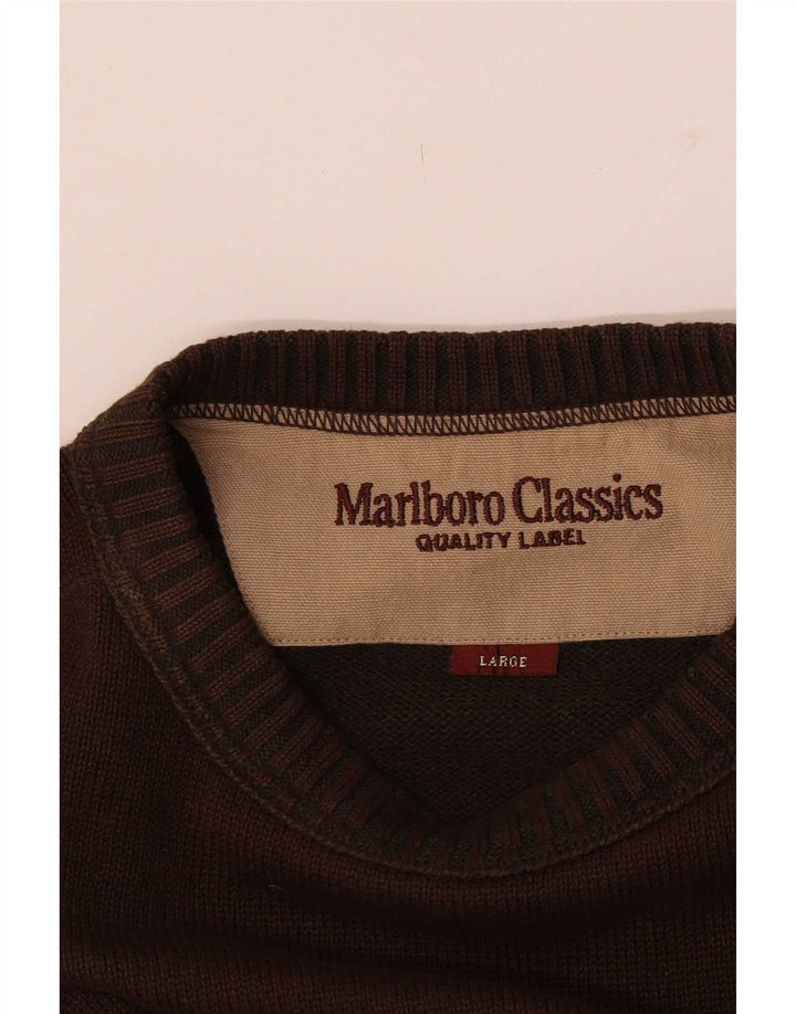 Marlboro Classics - Jersey de cuello redondo para hombre, talla grande, color marrón
