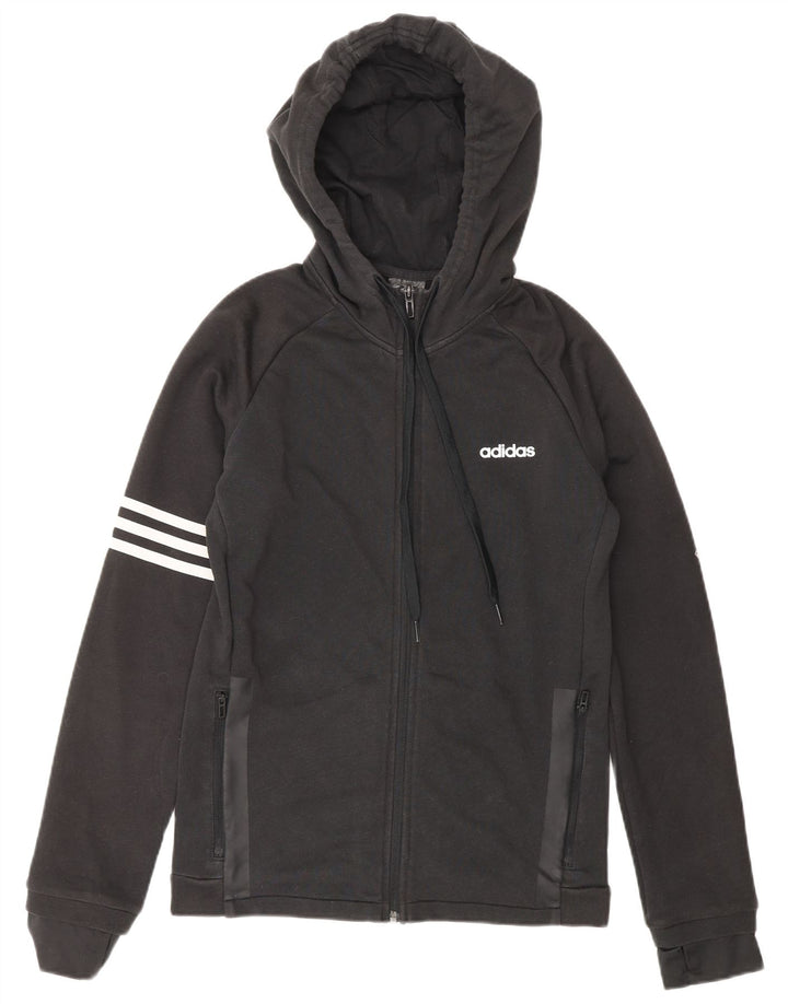 ADIDAS Mens Climalite Zip Sudadera con capucha Suéter Pequeño Algodón Negro