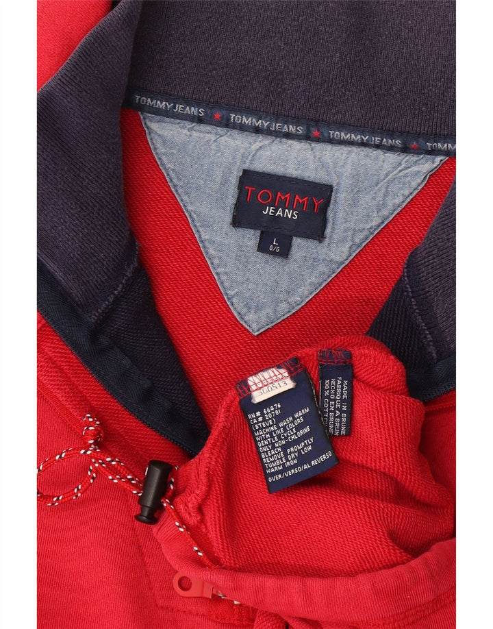 Tommy Hilfiger Top con cuello y cremallera para hombre Manga larga Algodón rojo grande