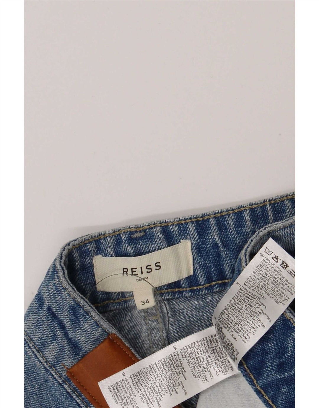 Pantalones cortos de mezclilla para hombre Reiss W34 Algodón azul grande