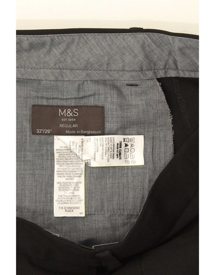 Marks & Spencer Pantalones chinos regulares para hombre W32 L29 Poliéster negro
