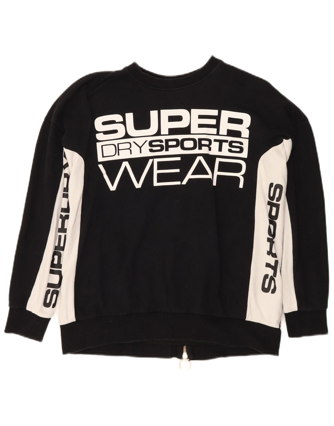 Superdry Mujer Sudadera Gráfica Jumper UK 40 Small Negro Colorblock