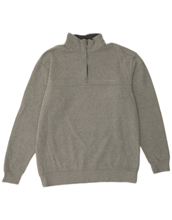 Columbia Sudadera con cuello y cremallera para mujer UK 44 Algodón gris medio