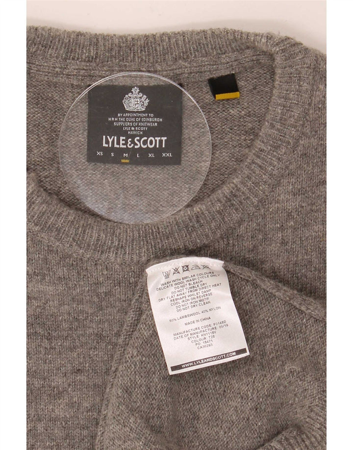 Lyle & Scott Jersey de cuello redondo para hombre de lana de cordero moteada en gris medio